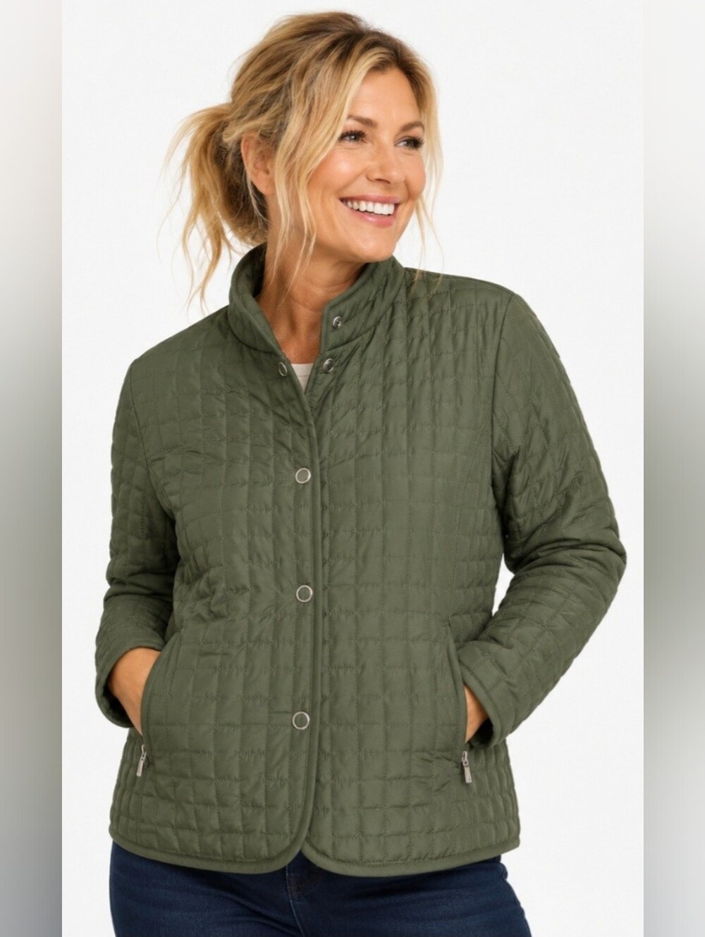 J.A Sport Quilted Lightweight Women's Polyester Jacket in Olive Green (Size:Med) - Picture 1 of 7